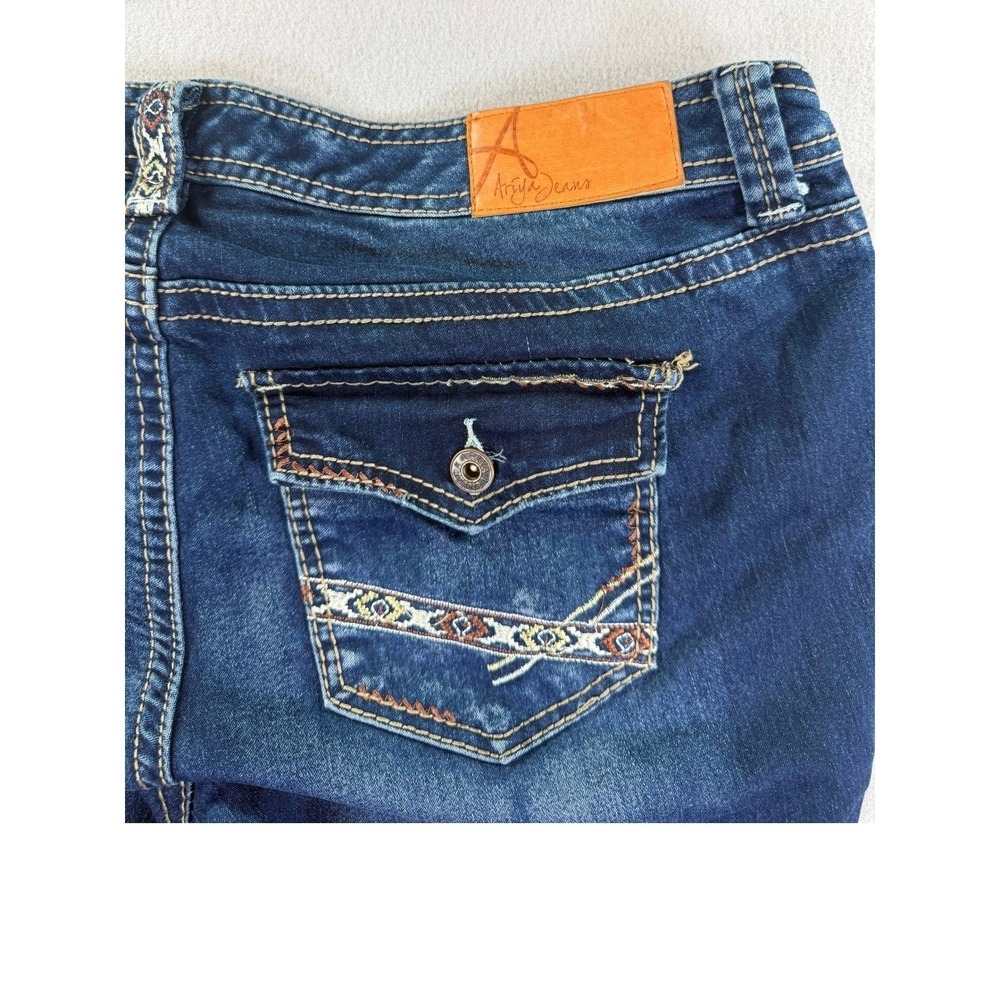 Ariya Jeans Womens 15/16 Dark Wash Bootcut Embroidered Flap Pocket Denim Stretch